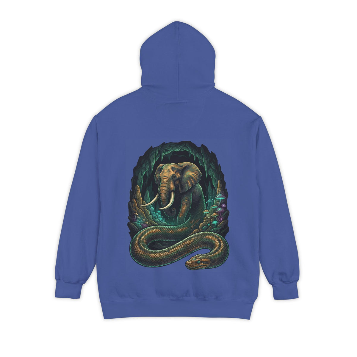 Color: Flo Blue | Grootslang (South African Mythology) Garment-Dyed Hoodie