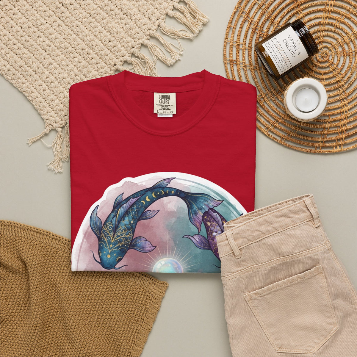 "Pisces The Infinite Fish" Unisex Garment-Dyed Tee