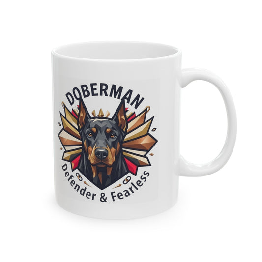 "Doberman Defender" White Ceramic Mug