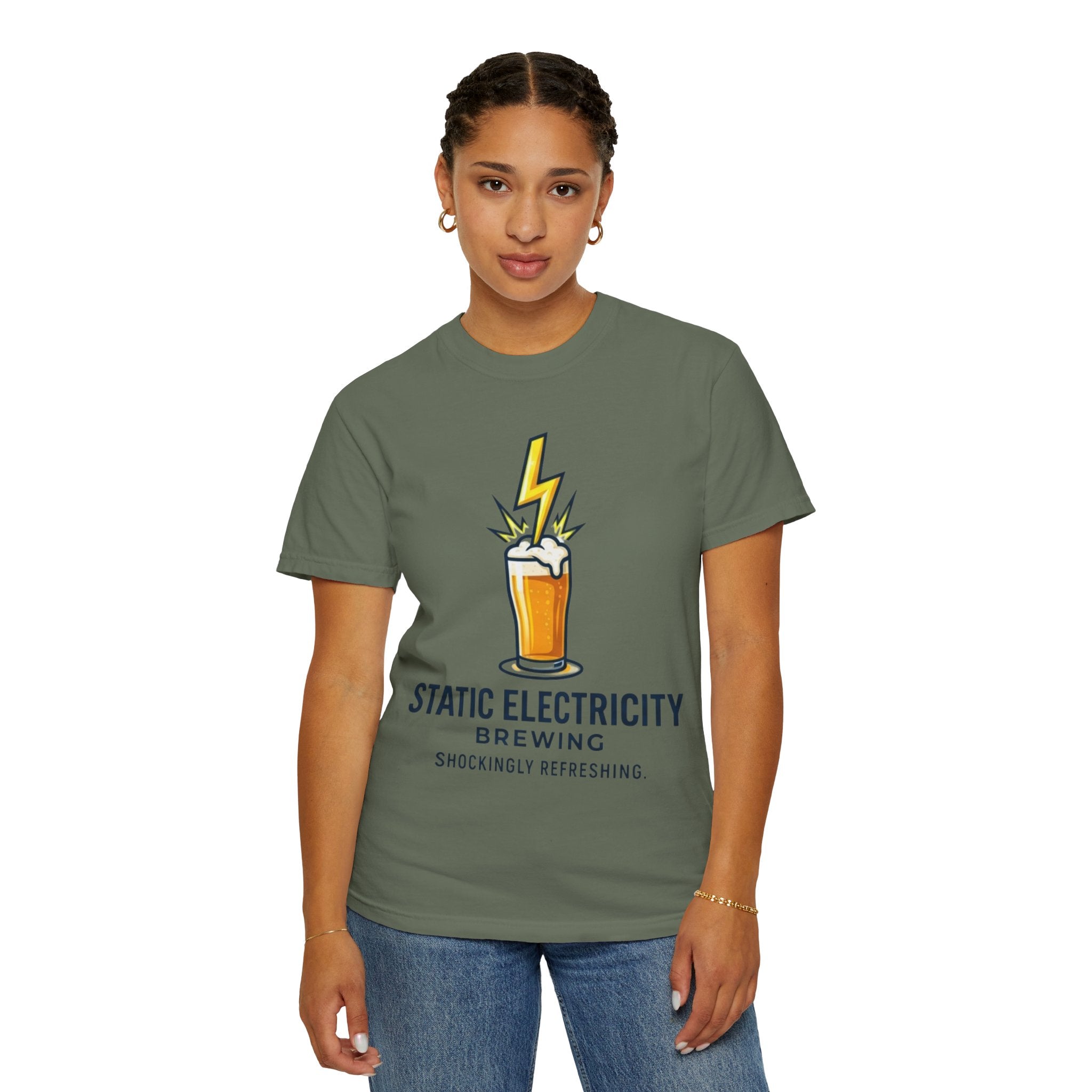 "Static Electricity Brewing" Unisex Garment-Dyed Tee