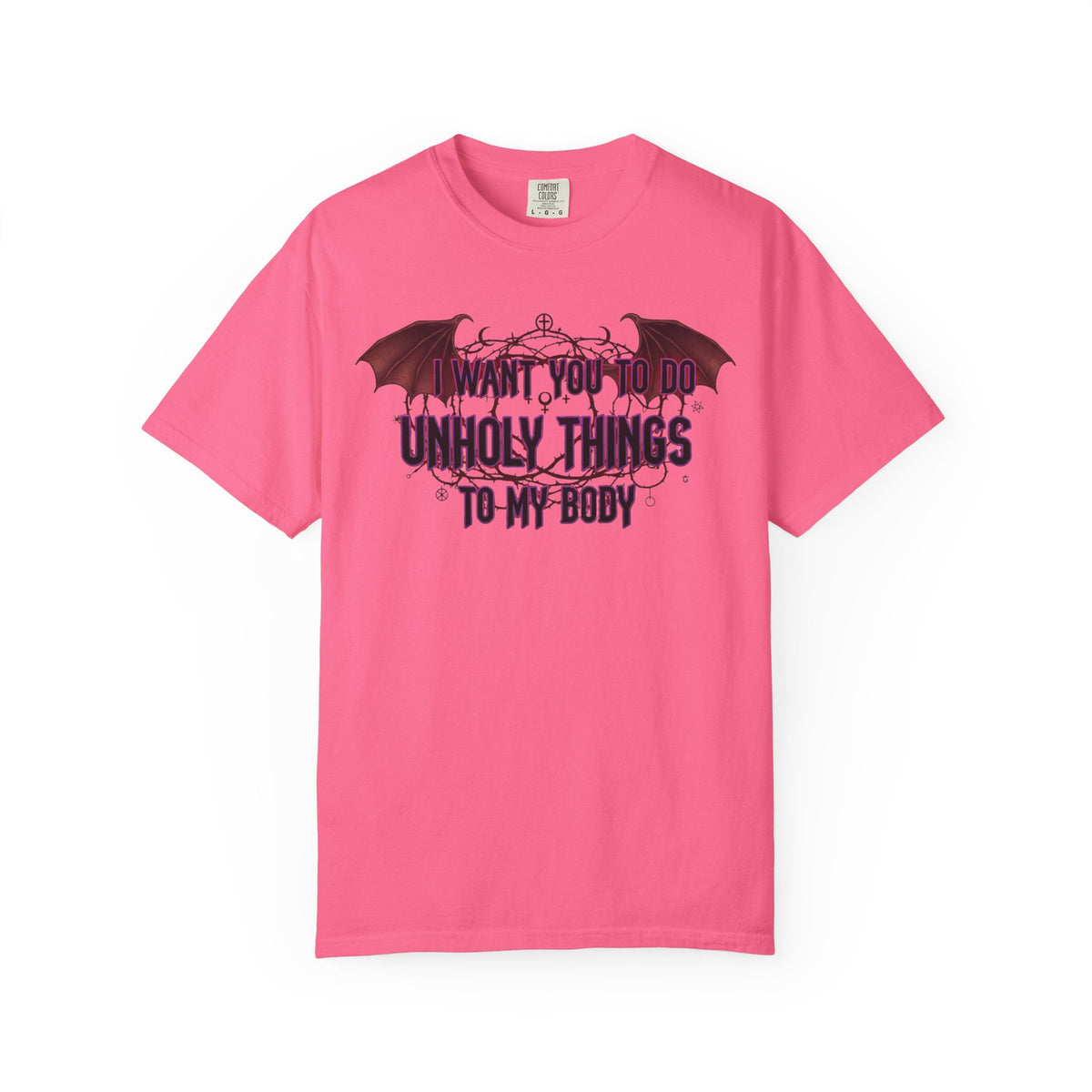 Color: Crunchberry | Unholy Things – Sin Responsibly | Garment-Dyed Tee — AttitudeShirts