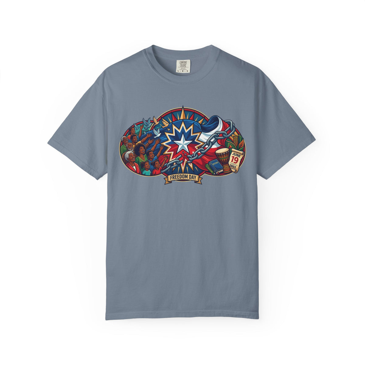 Color: Blue Jean | Juneteenth Unisex Garment-Dyed Tee