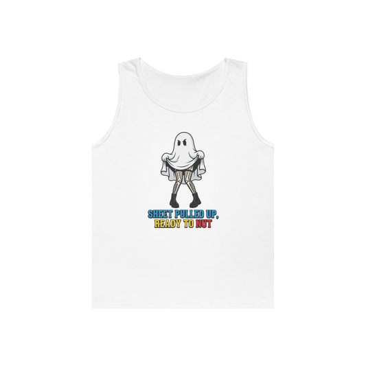Color: White | Sheet Pulled Up Ready to Nut Tank Top