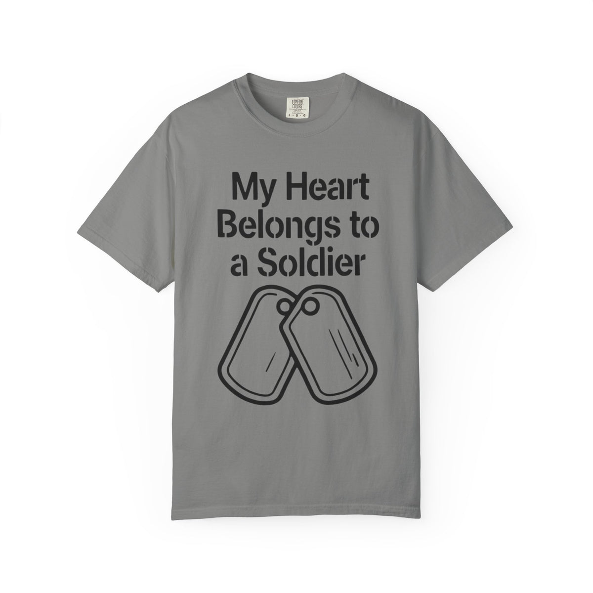 Color: Granite | My Heart Belongs to a Soldier Unisex Garment-Dyed T-shirt