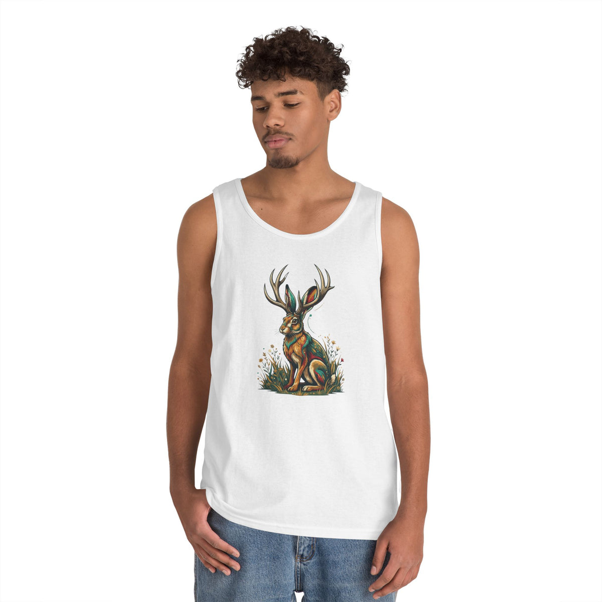 Color: White | Jackalope (American Folklore) Tank Top