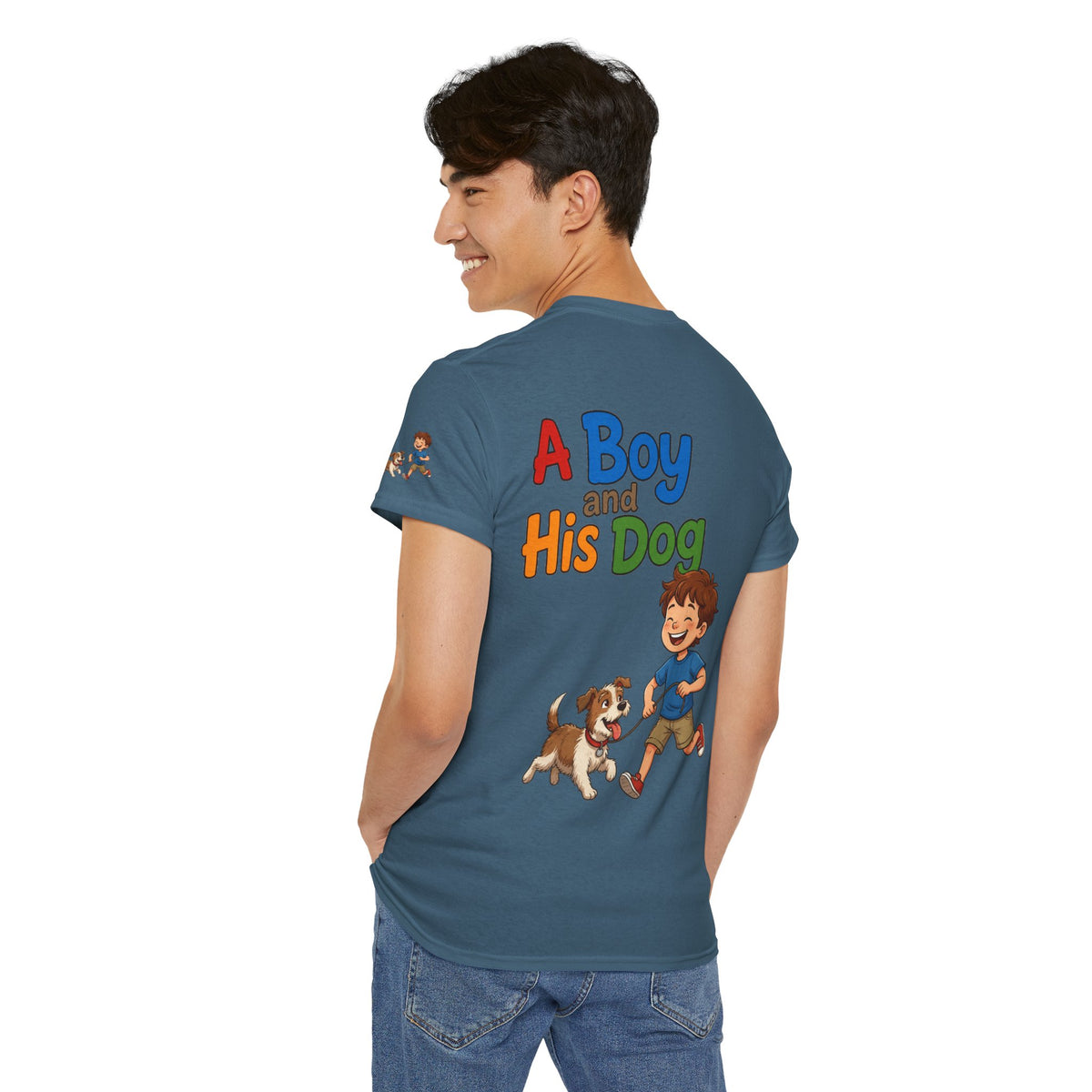 Color: Indigo Blue | A Boy And His Dog Premium Graphic Tee