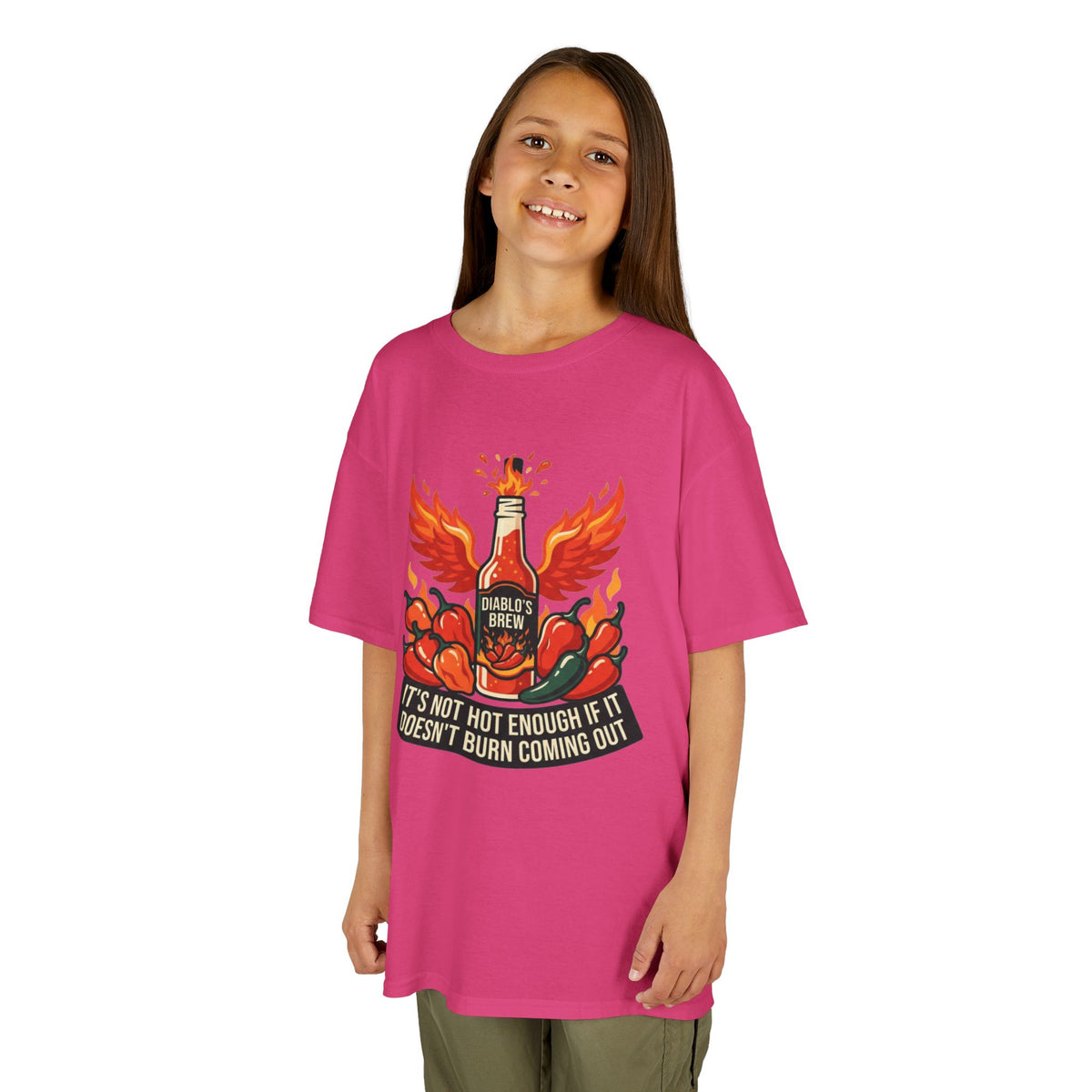 Color: Heliconia | Burns Coming Out Kids Tee