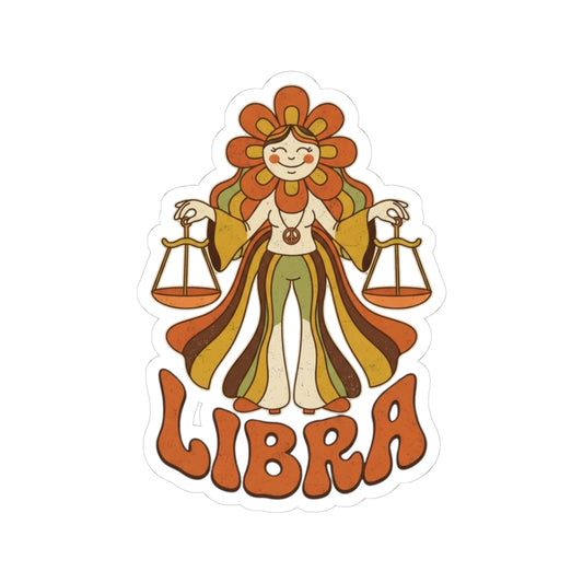 "Retro Mascot Groovy Libra" Sticker — Main