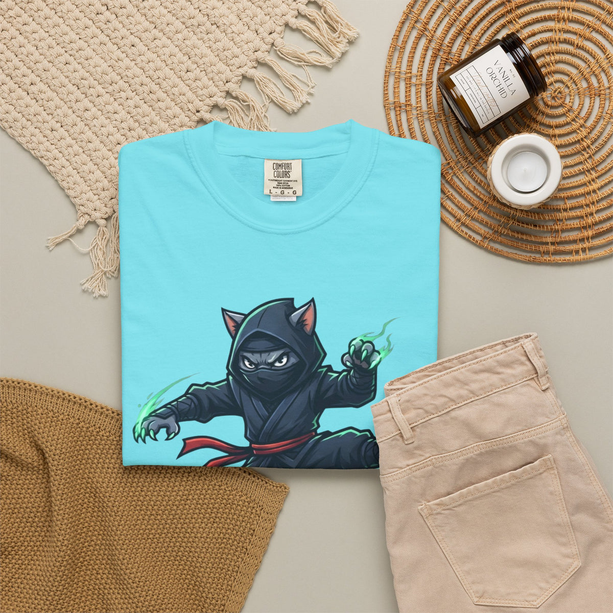 "Ninja Cat Credible" Unisex Garment-Dyed Tee