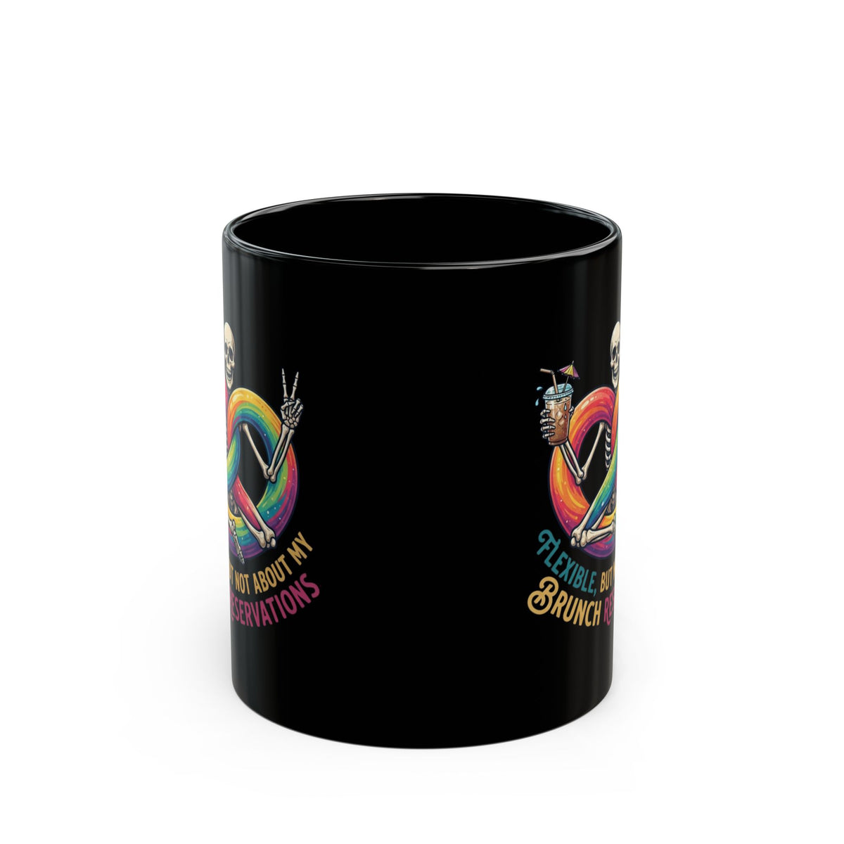 "Flexible But Not About Brunch" Black Ceramic Mug