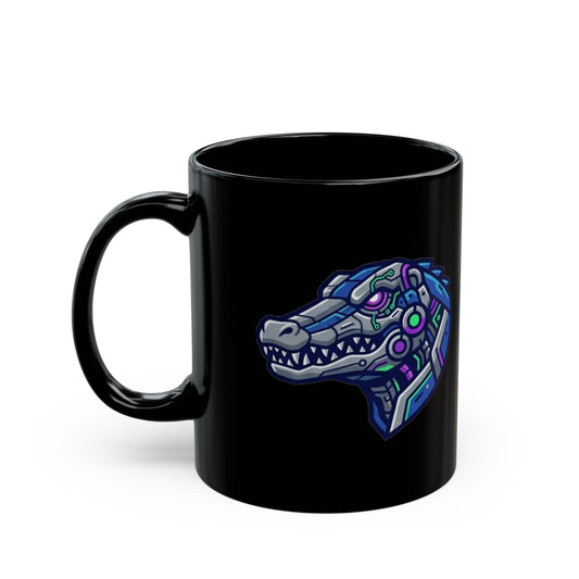 "Cyber Alligator" Black Ceramic Mug — Graphic