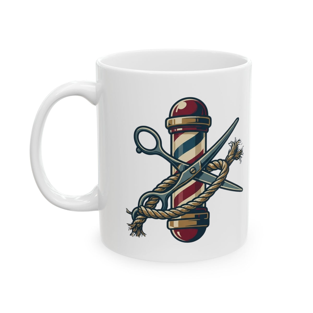"Good Book Series Delilah's Barber Shop" White Ceramic Mug — Graphic
