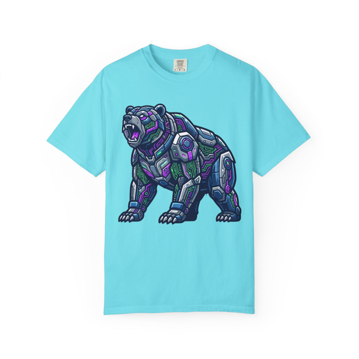 Color: Lagoon Blue | Cyber Bear Unisex Garment-Dyed Tee