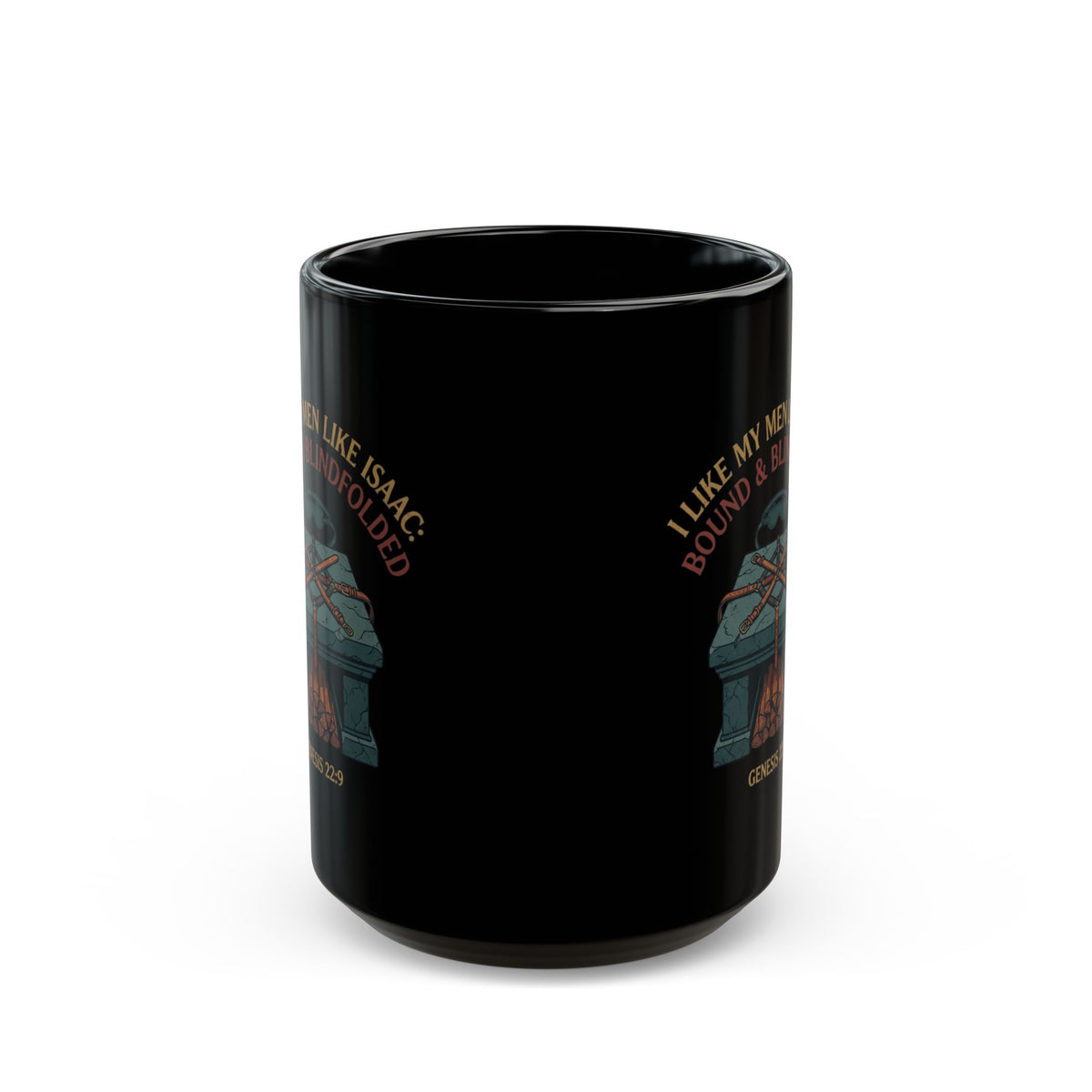 "Good Book Series Bound & Blindfolded" Black Ceramic Mug