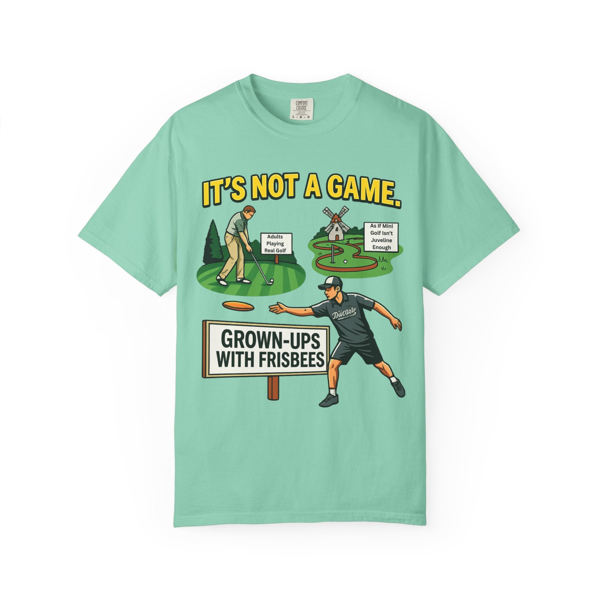 "Grown Ups With Frisbees" Unisex Garment-Dyed T-shirt