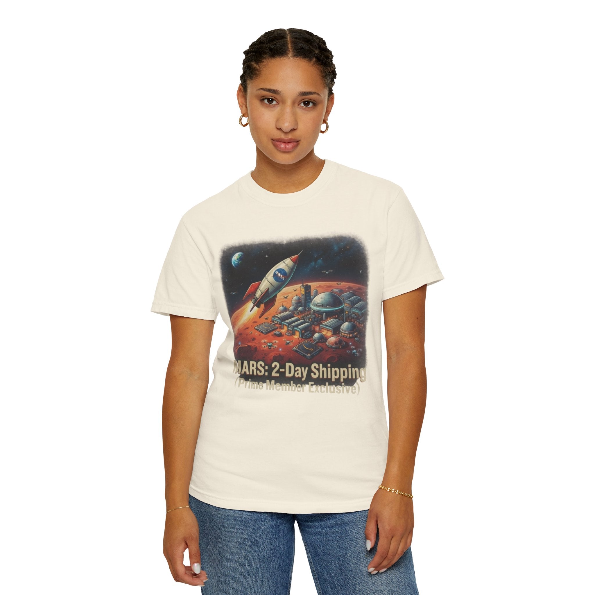 "Mars 2 Day Shipping" Unisex Garment-Dyed Tee