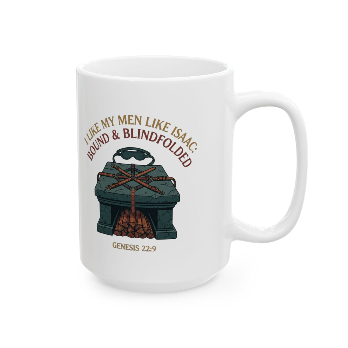 "Good Book Series Bound & Blindfolded" White Ceramic Mug