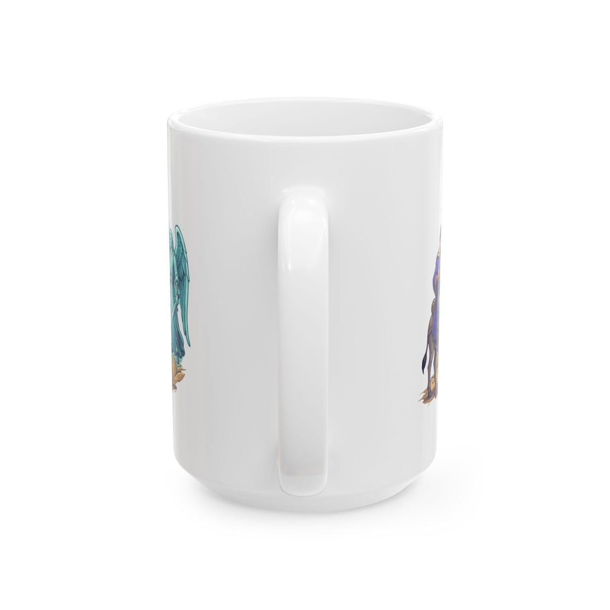 "Good Book Series Obstinate Animals & Angels With Swords" White Ceramic Mug