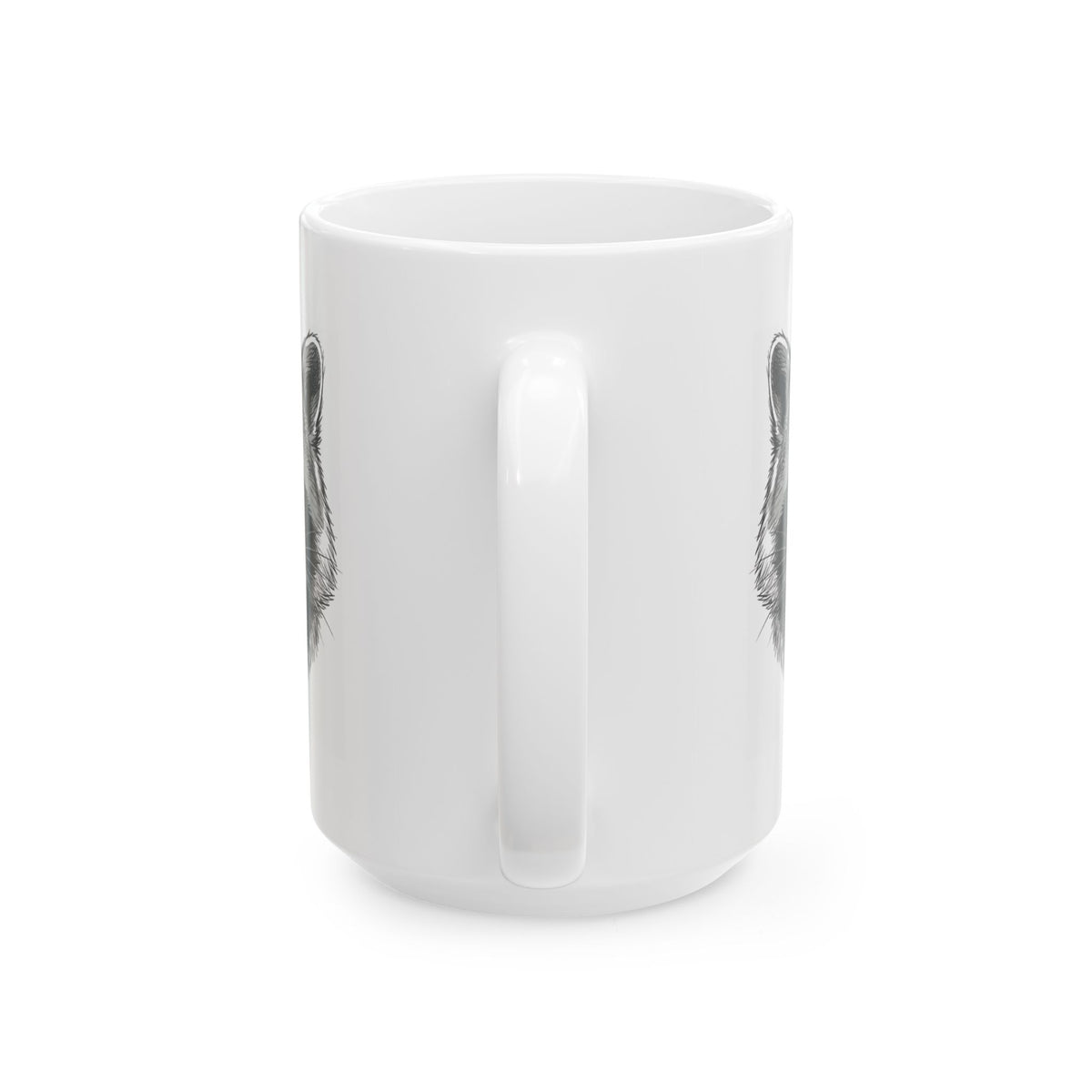"Pencil Sketch Art Raccoon" White Ceramic Mug — Graphic