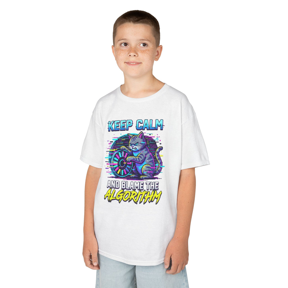Color: White | Keep Calm And Blame The Algorithm Kids Tee