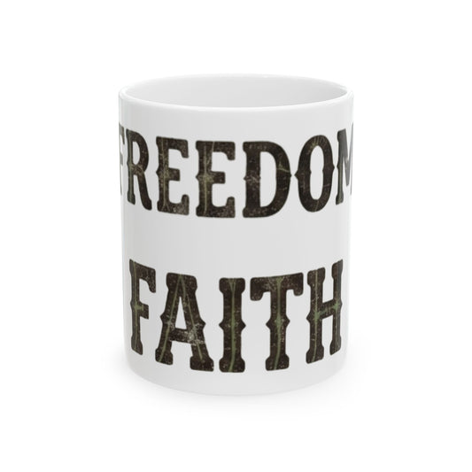 "Religious Freedom" White Ceramic Mug — Graphic