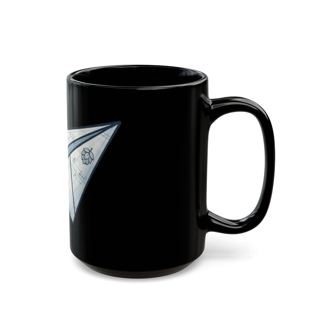 "Paper Plane Porterhouse" Black Ceramic Mug — Graphic