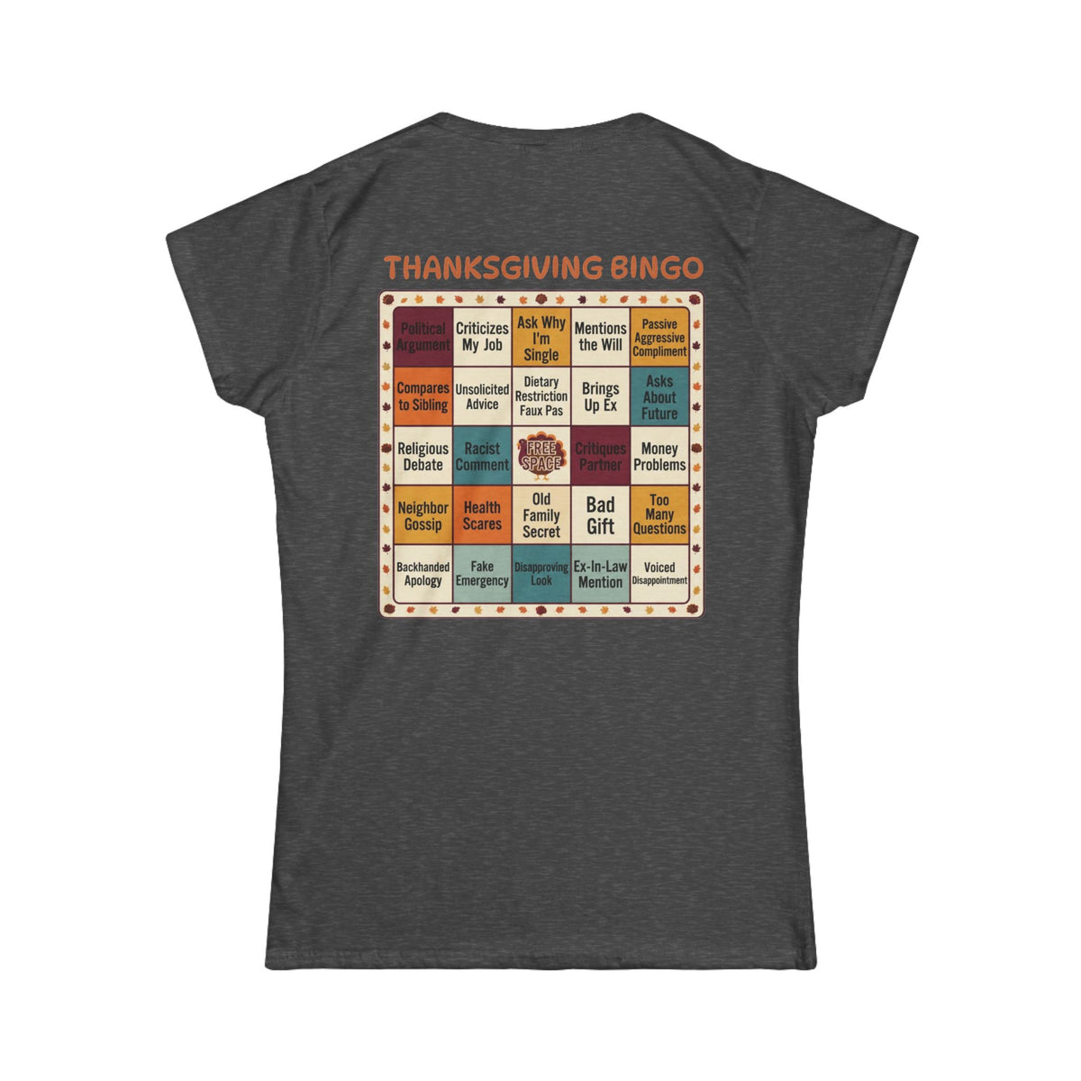 Color: Dark Heather | Thankgiving Bingo Women's Tee