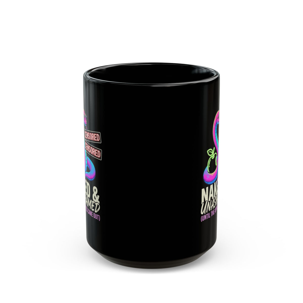 "Good Book Series Naked & Unashamed" Black Ceramic Mug