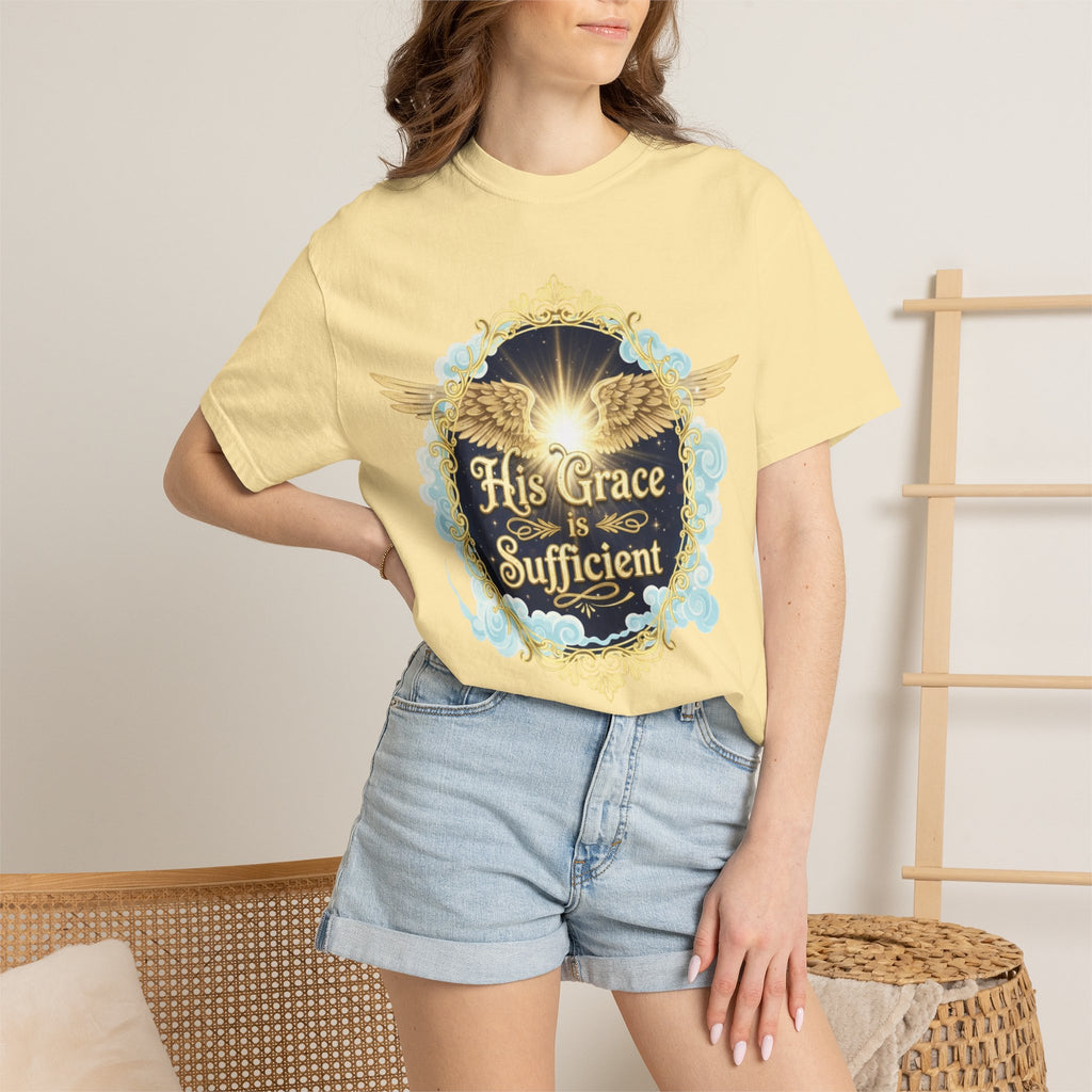 "His Grace is Sufficient" Unisex Garment-Dyed T-shirt