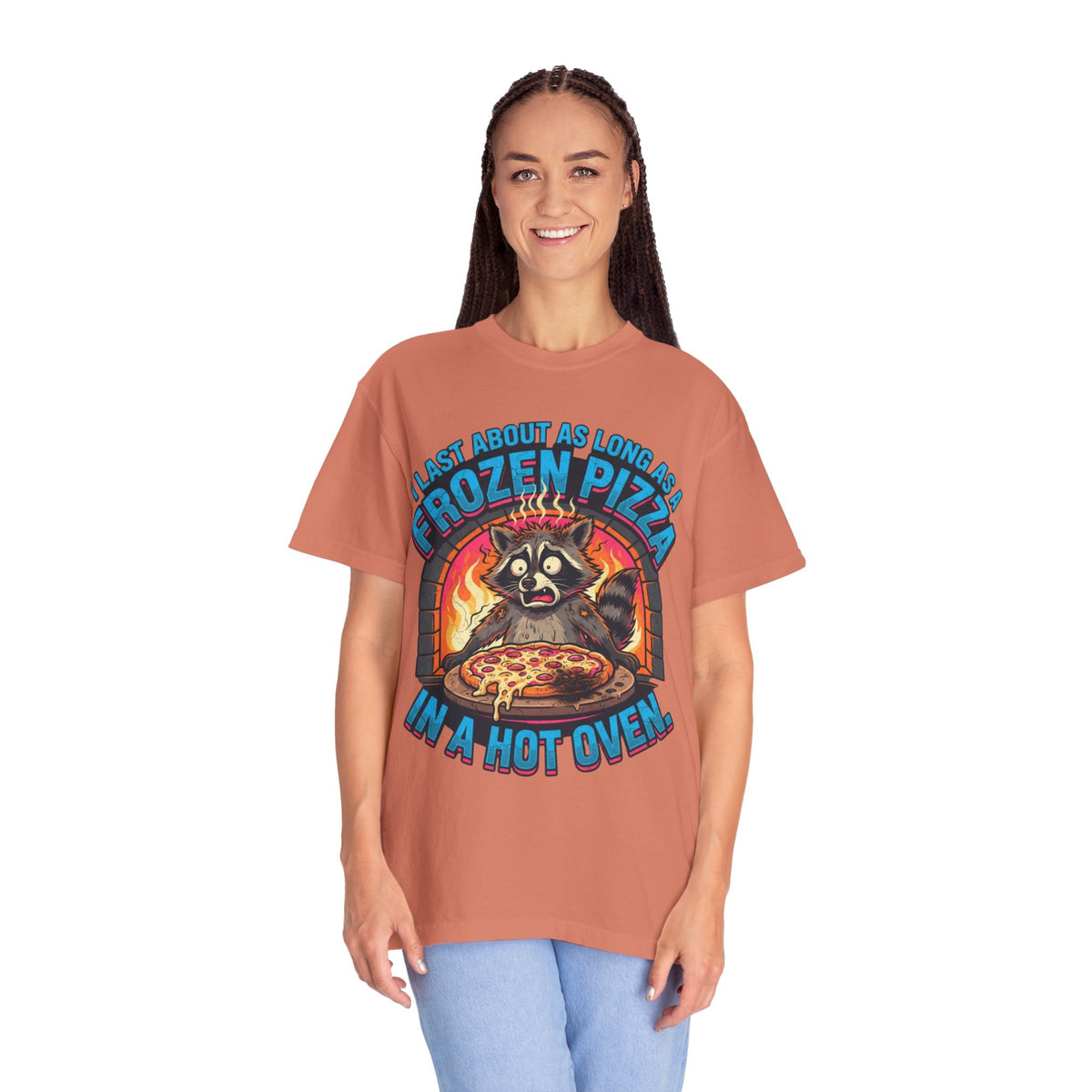 Color: Terracotta | Frozen Pizza in a Hot Oven Unisex Garment-Dyed Tee