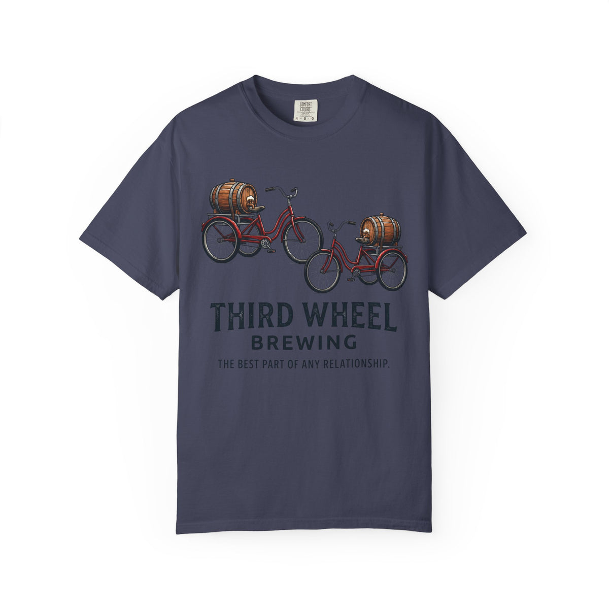 Color: Denim | Third Wheel Brewing Unisex Garment-Dyed Tee