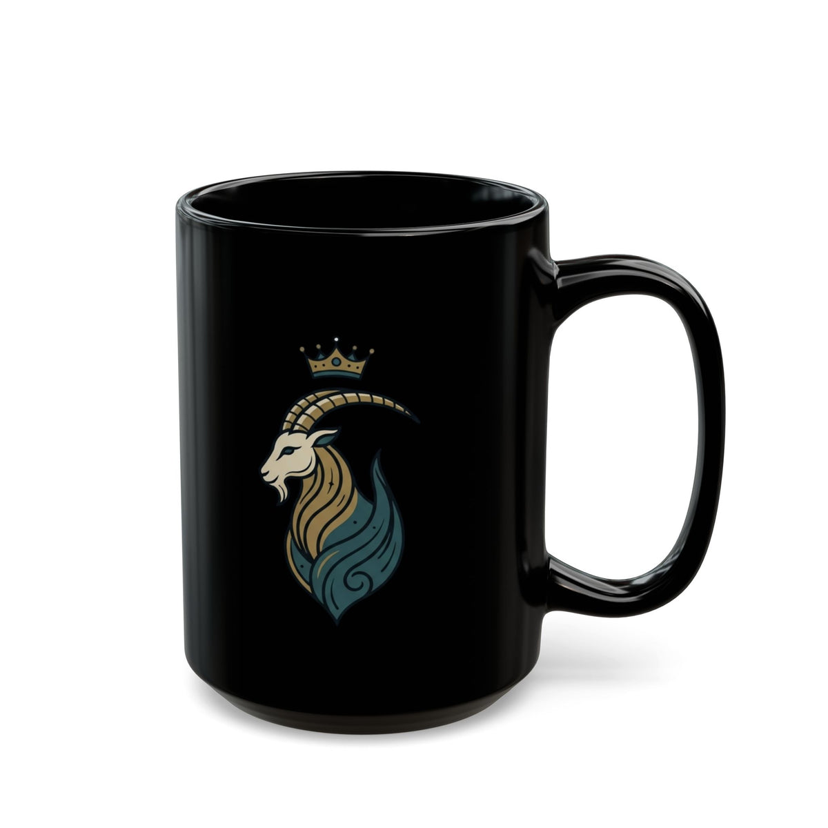 "Capricorn- The Sea-Goat Crest" Black Ceramic Mug — Graphic