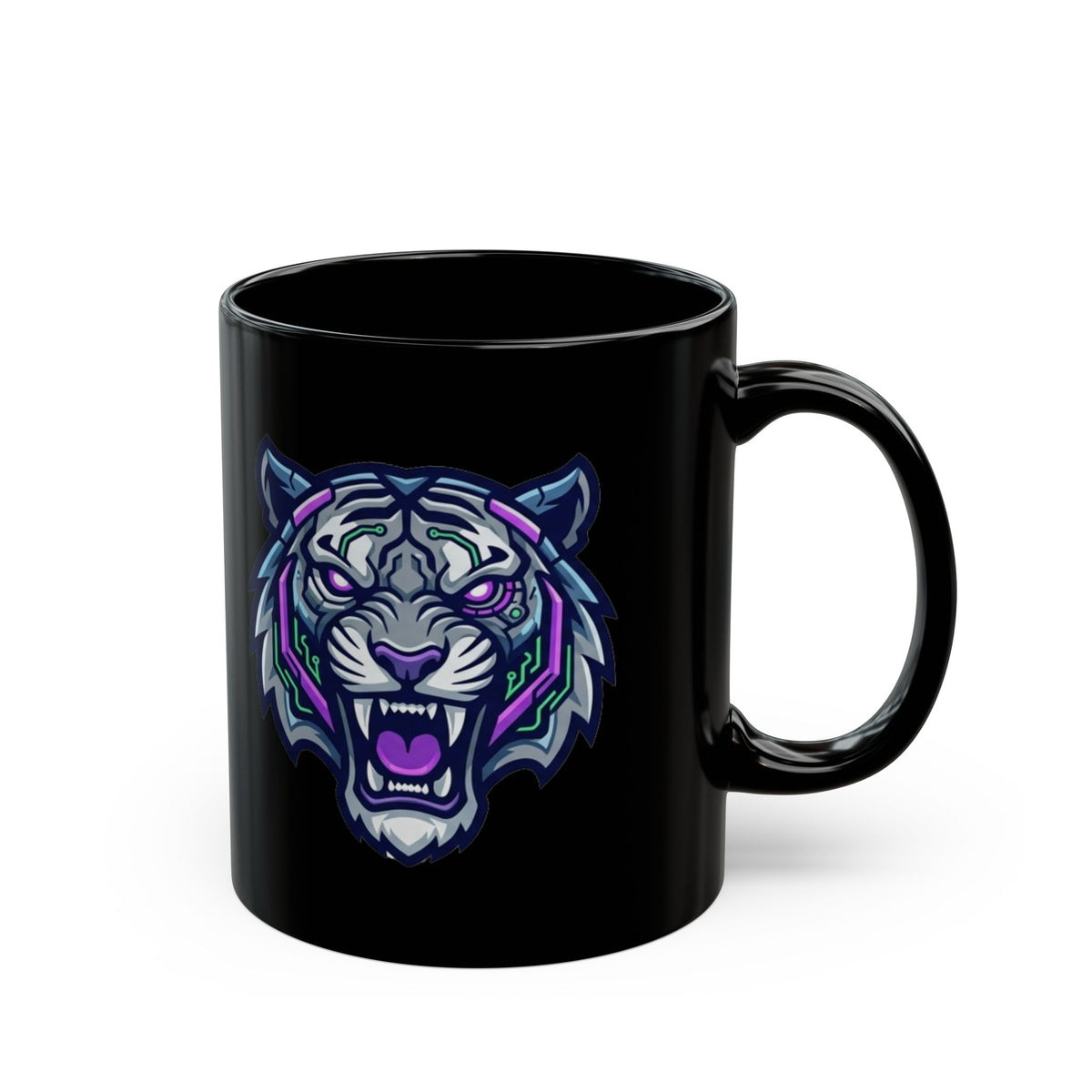 "Cyber Tiger" Black Ceramic Mug — Graphic