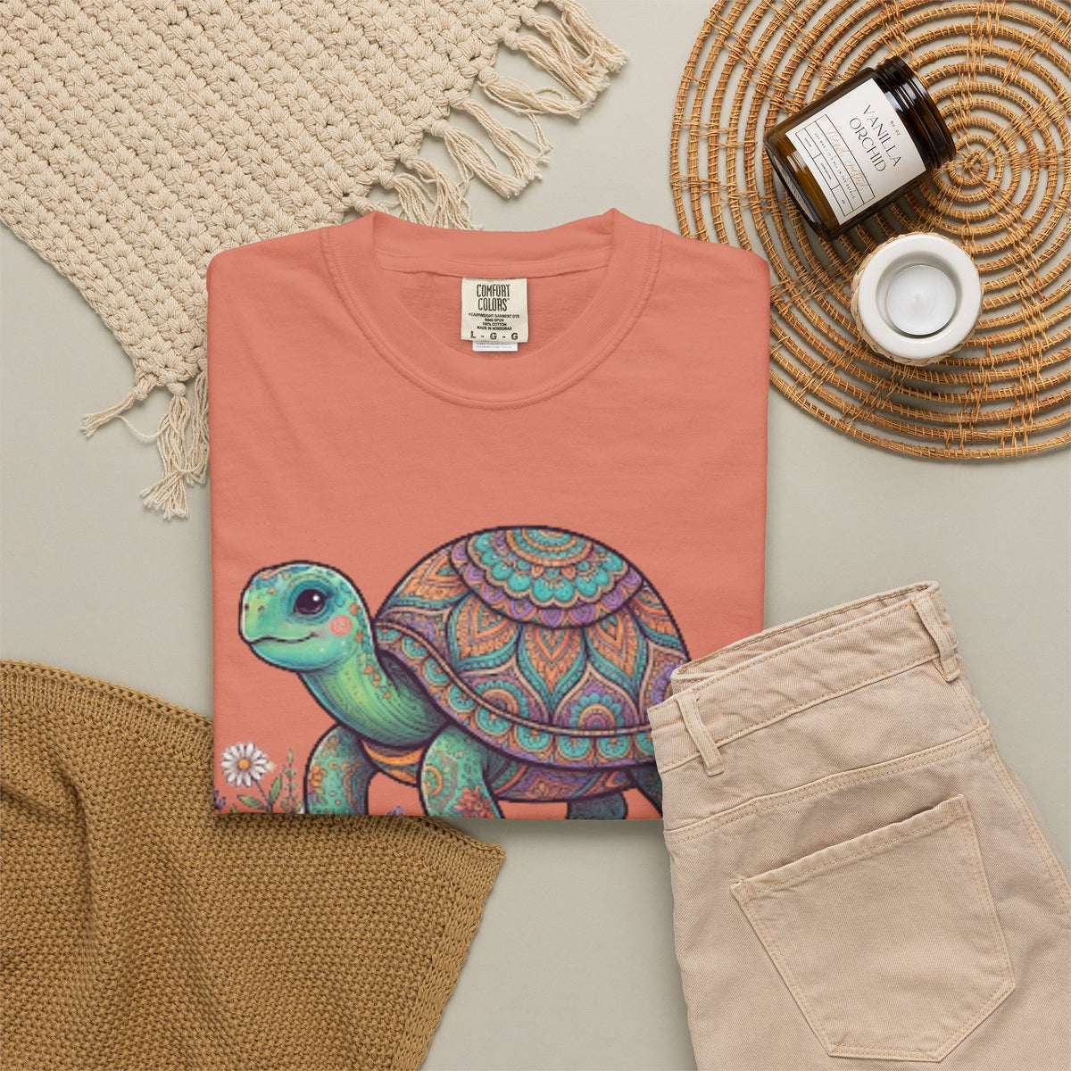 "Hippy Turtle" Unisex Garment-Dyed Tee
