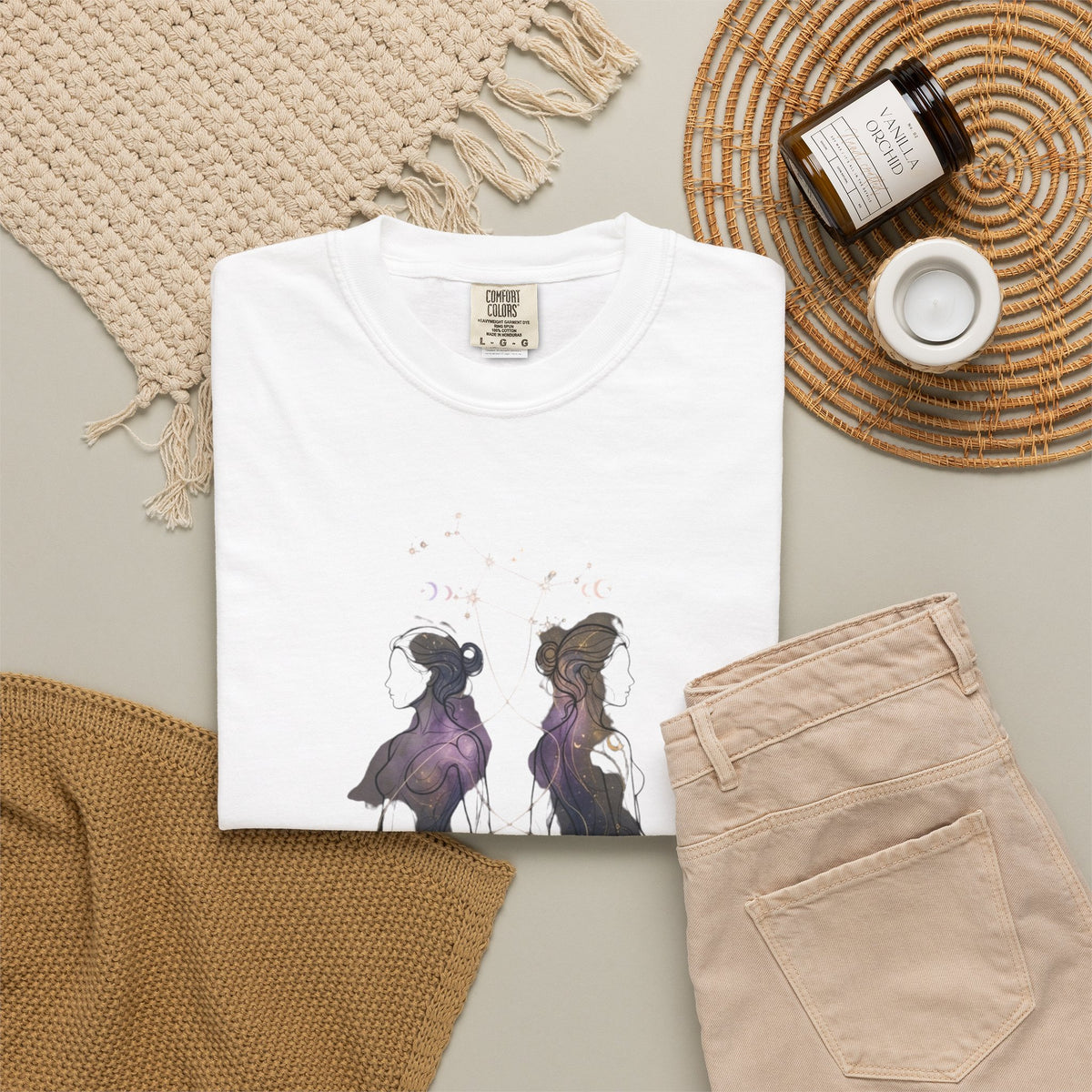 Gemini The Celestial Twins Unisex Garment-Dyed Tee
