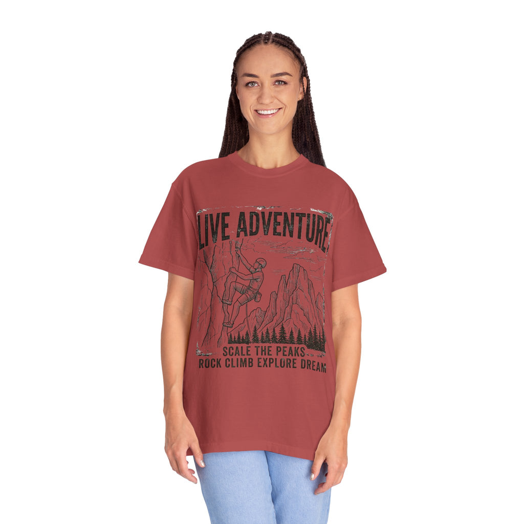 "Live Adventure - Climb" Unisex Garment-Dyed Tee