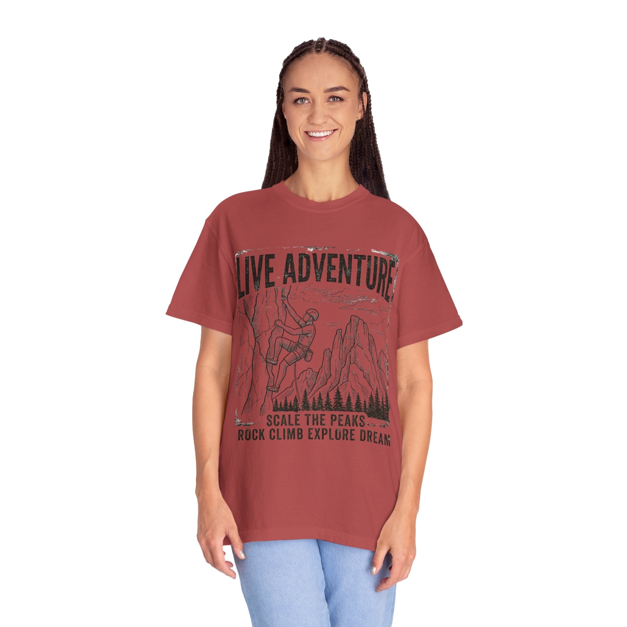 "Live Adventure - Climb" Unisex Garment-Dyed Tee