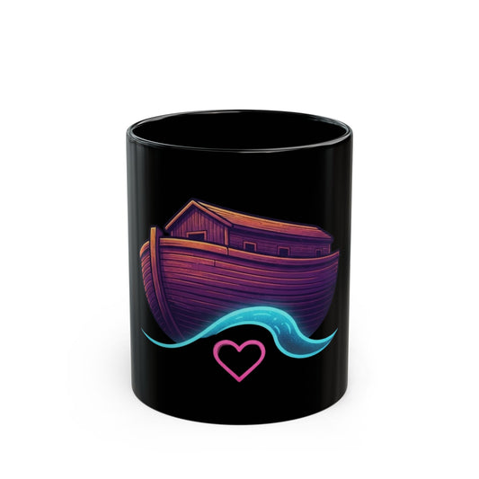 "Good Book Series Soak it Like Noah's Flood" Black Ceramic Mug — Graphic