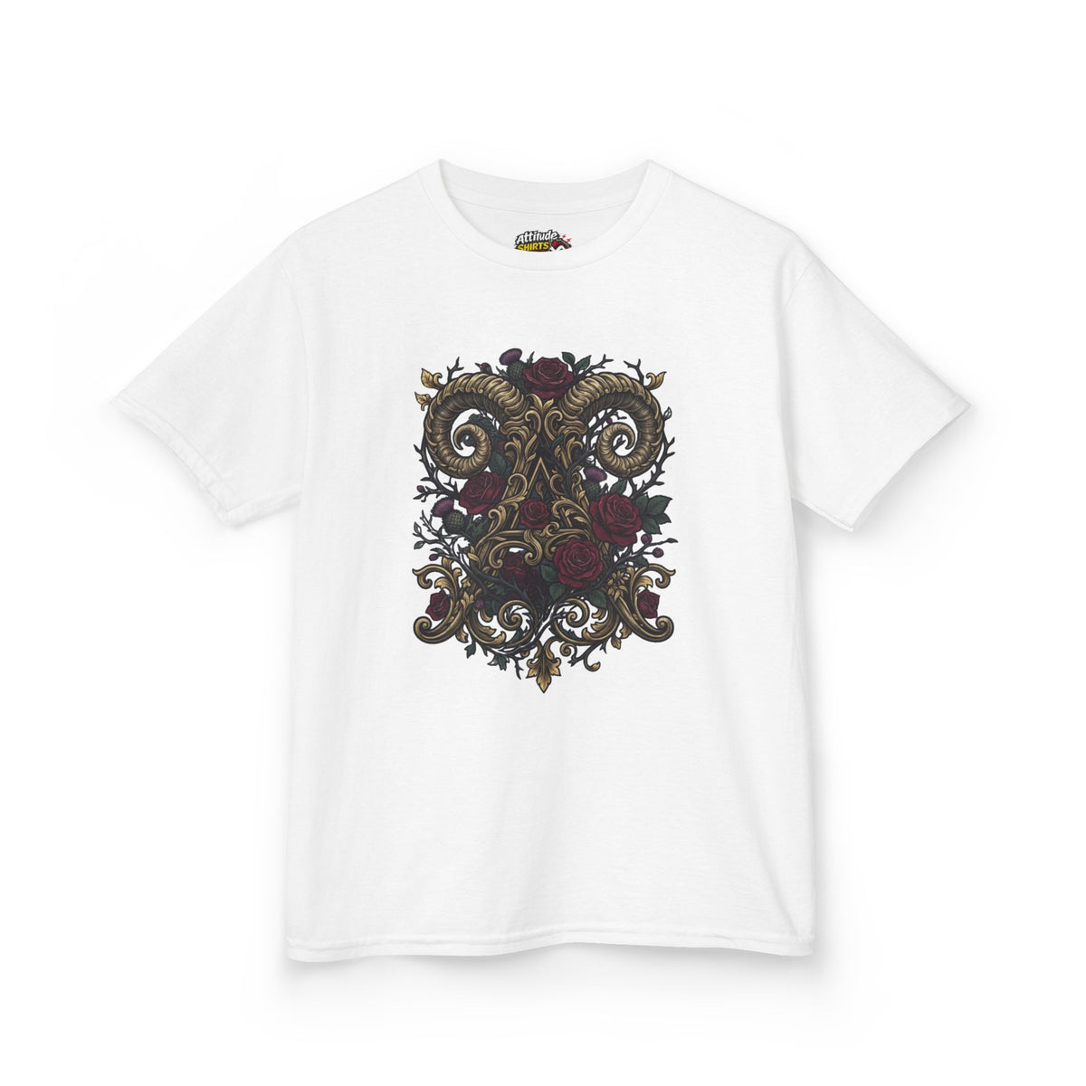 Color: White | Floral Monogram Aries Kids Tee