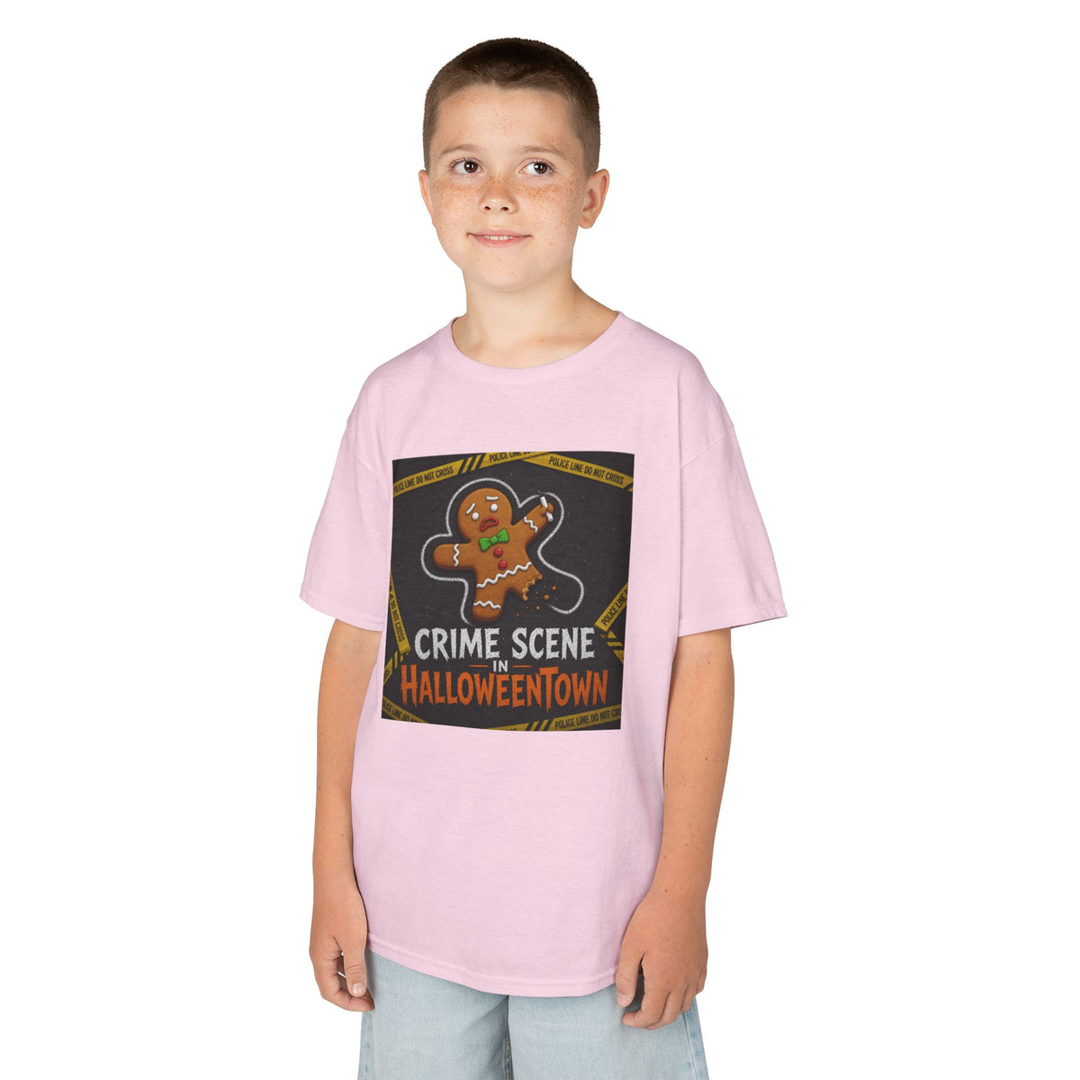 Color: Light Pink | Crime Scene in Halloweentown Kids Tee