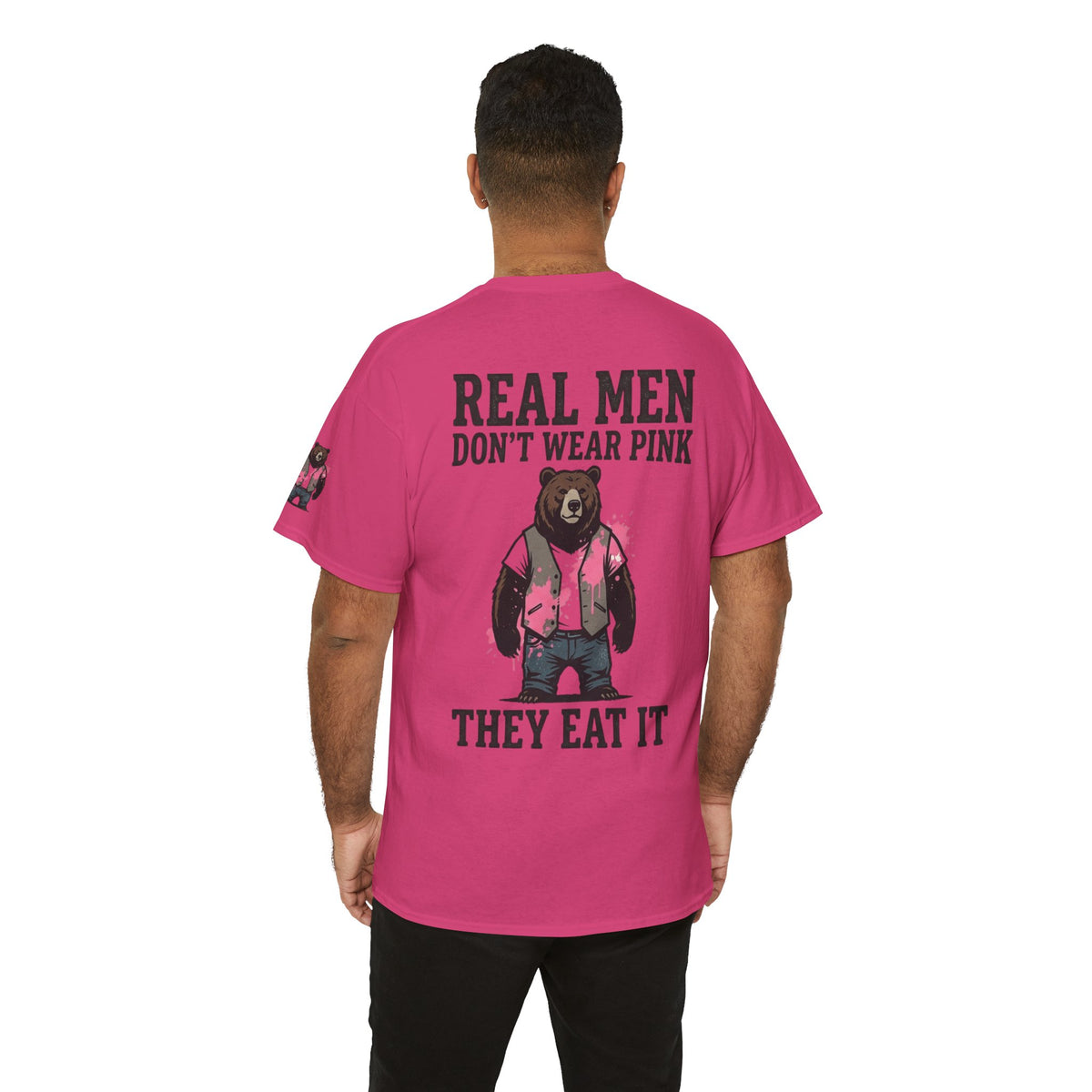 Color: Heliconia | Real Men Eat Pink Premium Graphic Tee