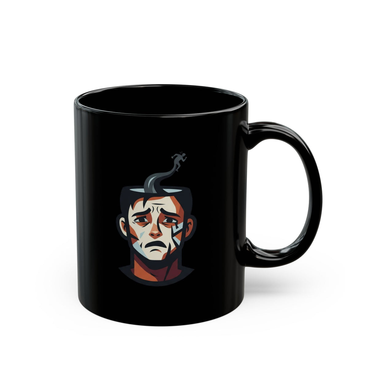 "Therapy Needed" Black Ceramic Mug — Graphic