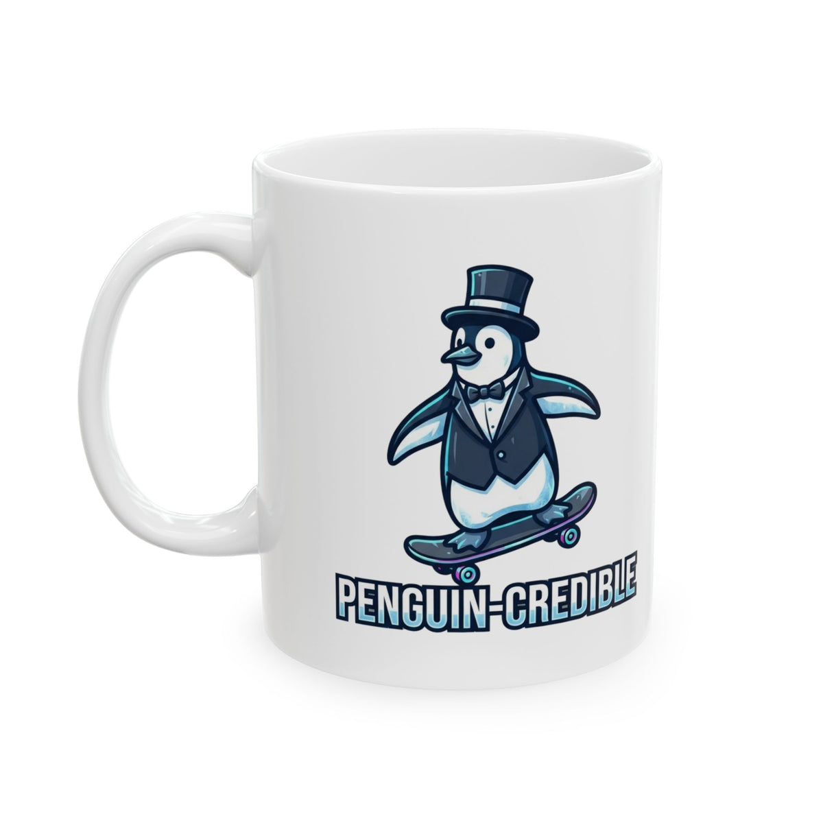 "Penguin Credible" White Ceramic Mug