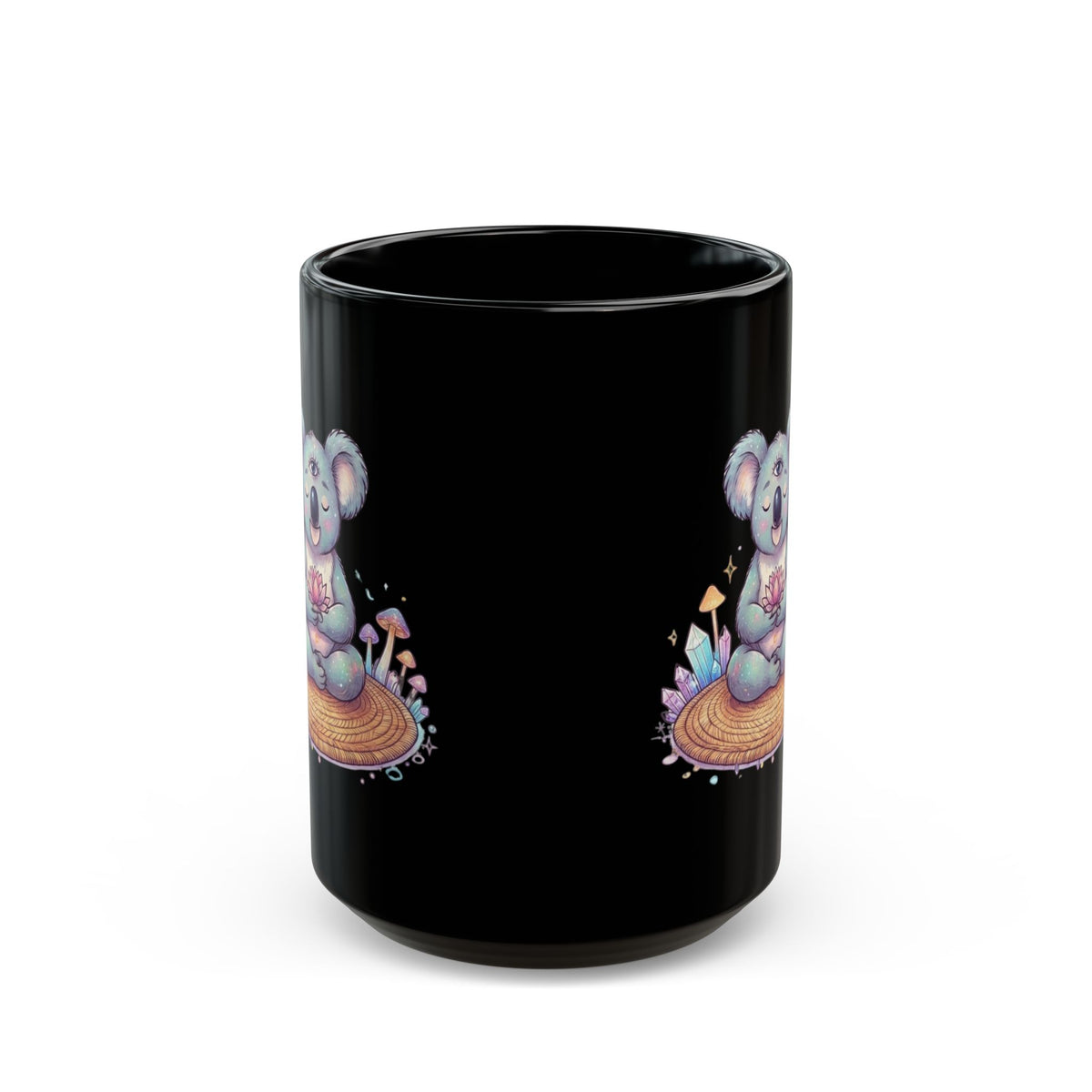 "Hippy Koala" Black Ceramic Mug
