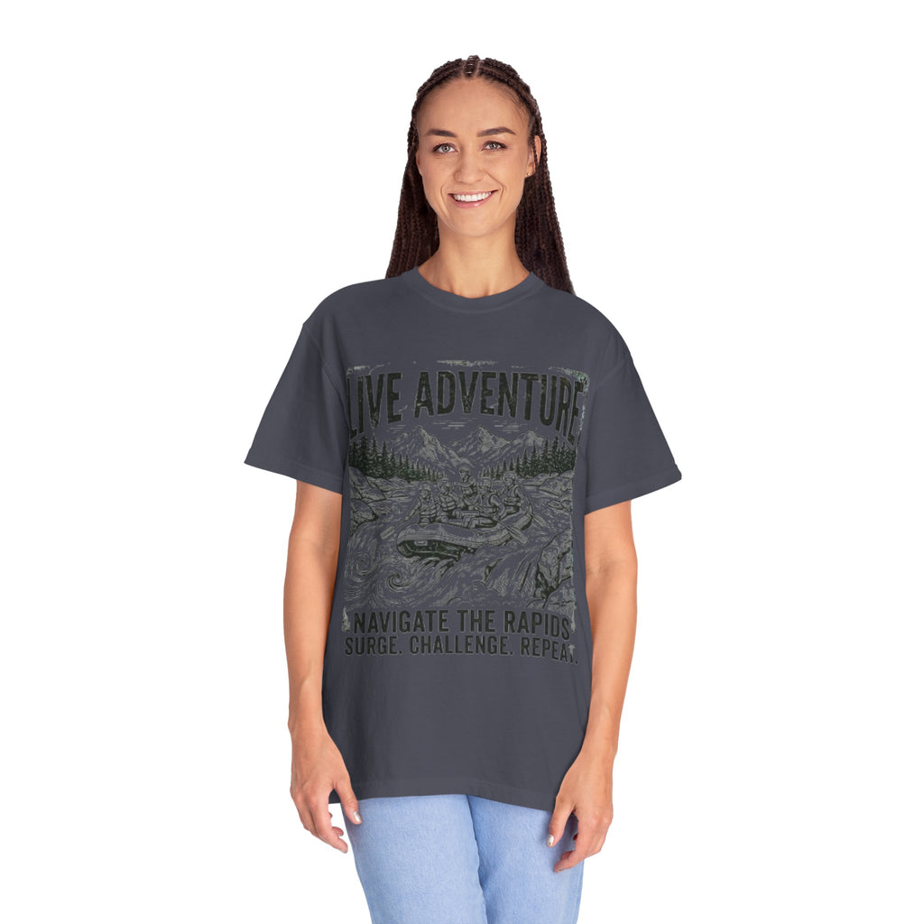 "Live Adventure - Rafting" Unisex Garment-Dyed Tee
