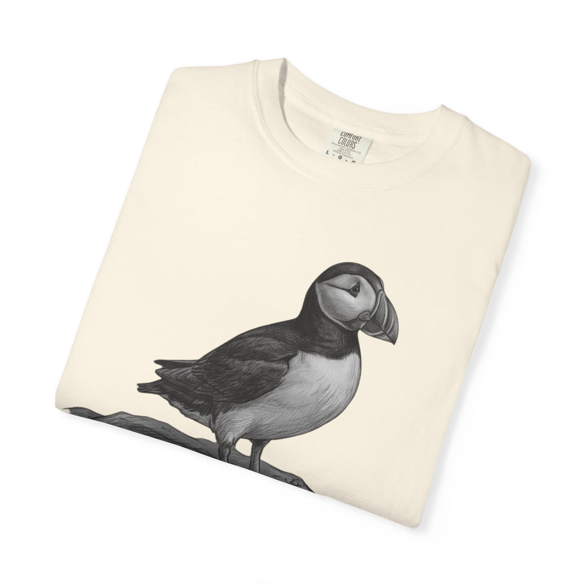 "Pencil Sketch Art Puffin" Unisex Garment-Dyed Tee