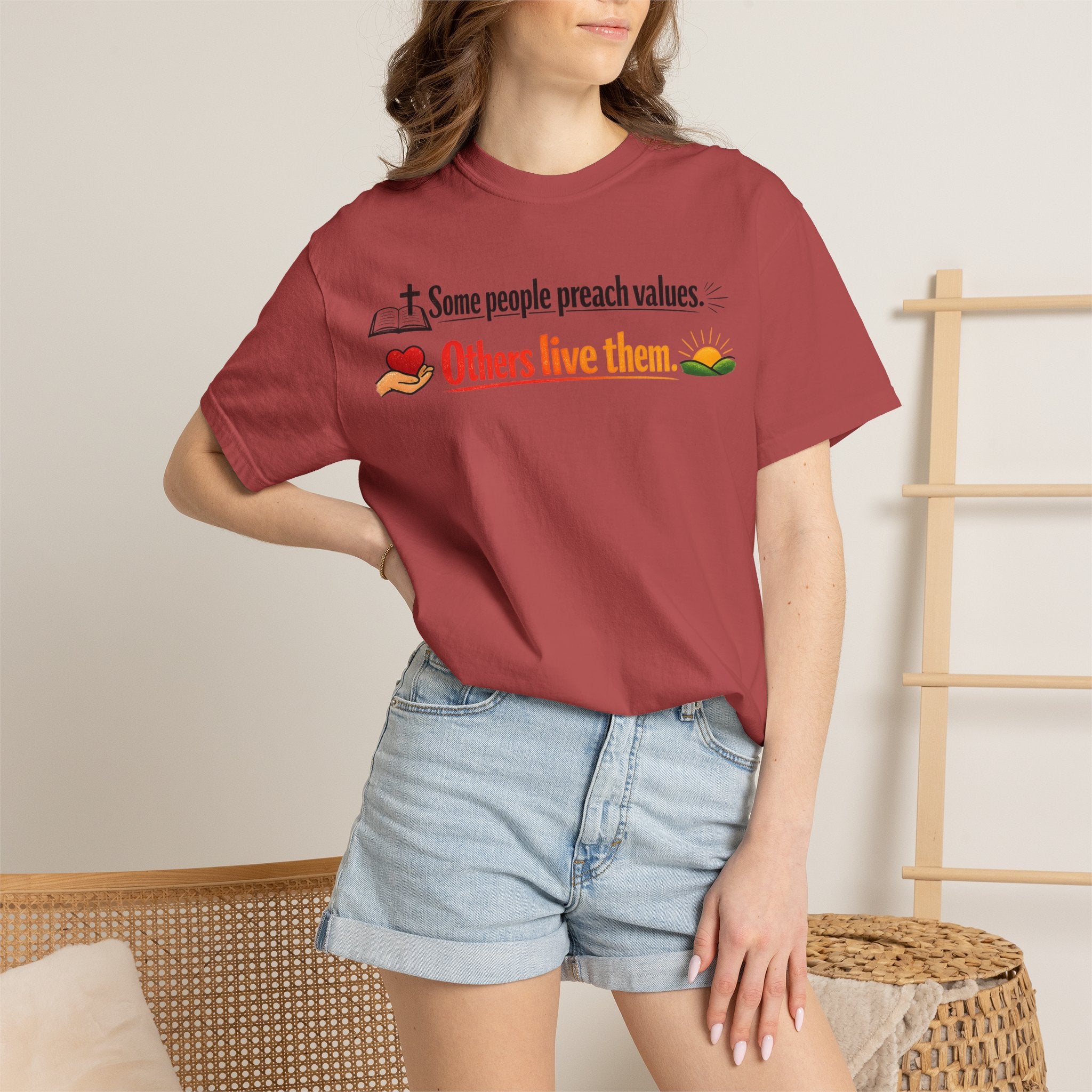 "Actions Over Sermons" Unisex Garment-Dyed T-shirt