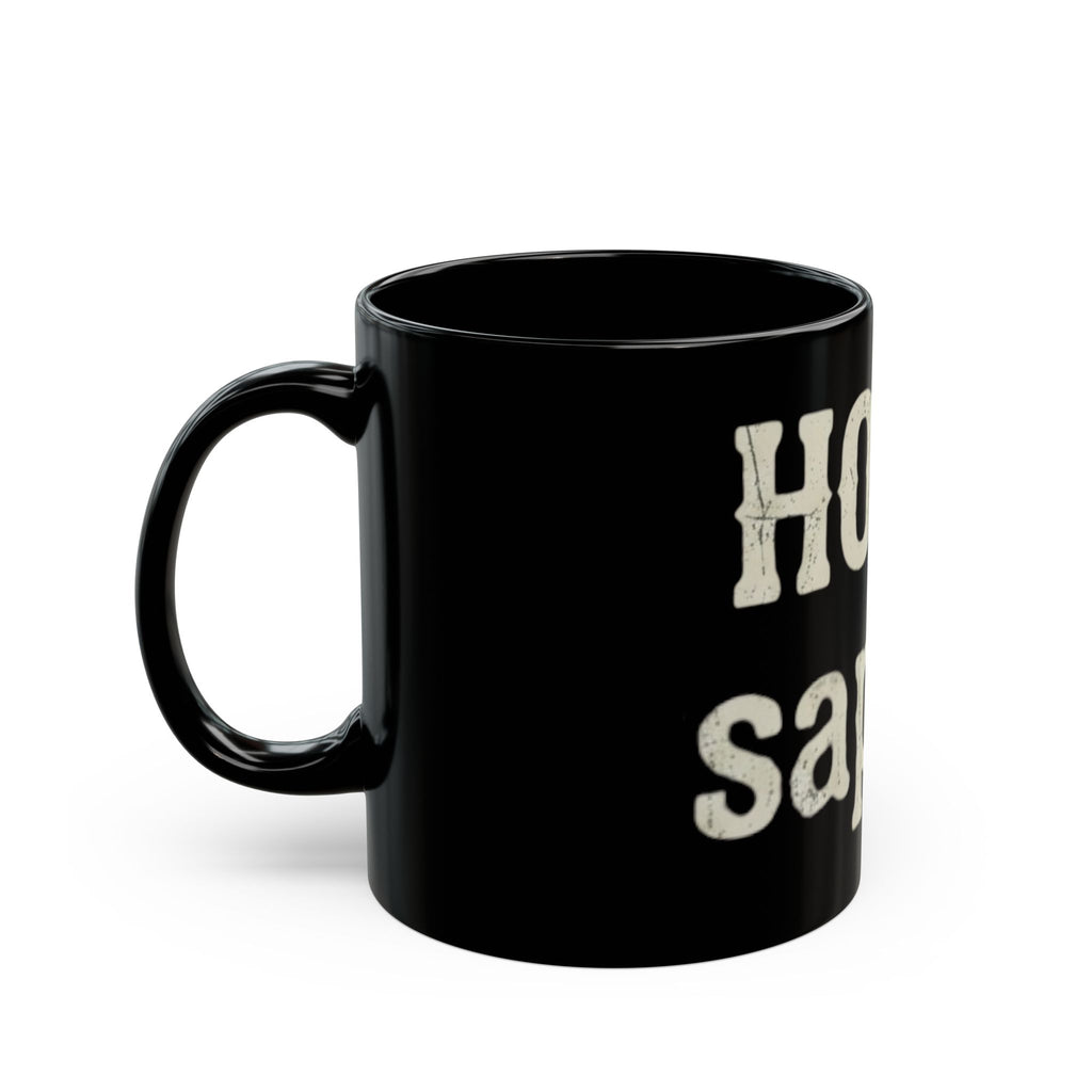 "Are You Calling Me a Homo-Sapien" Black Ceramic Mug — Graphic