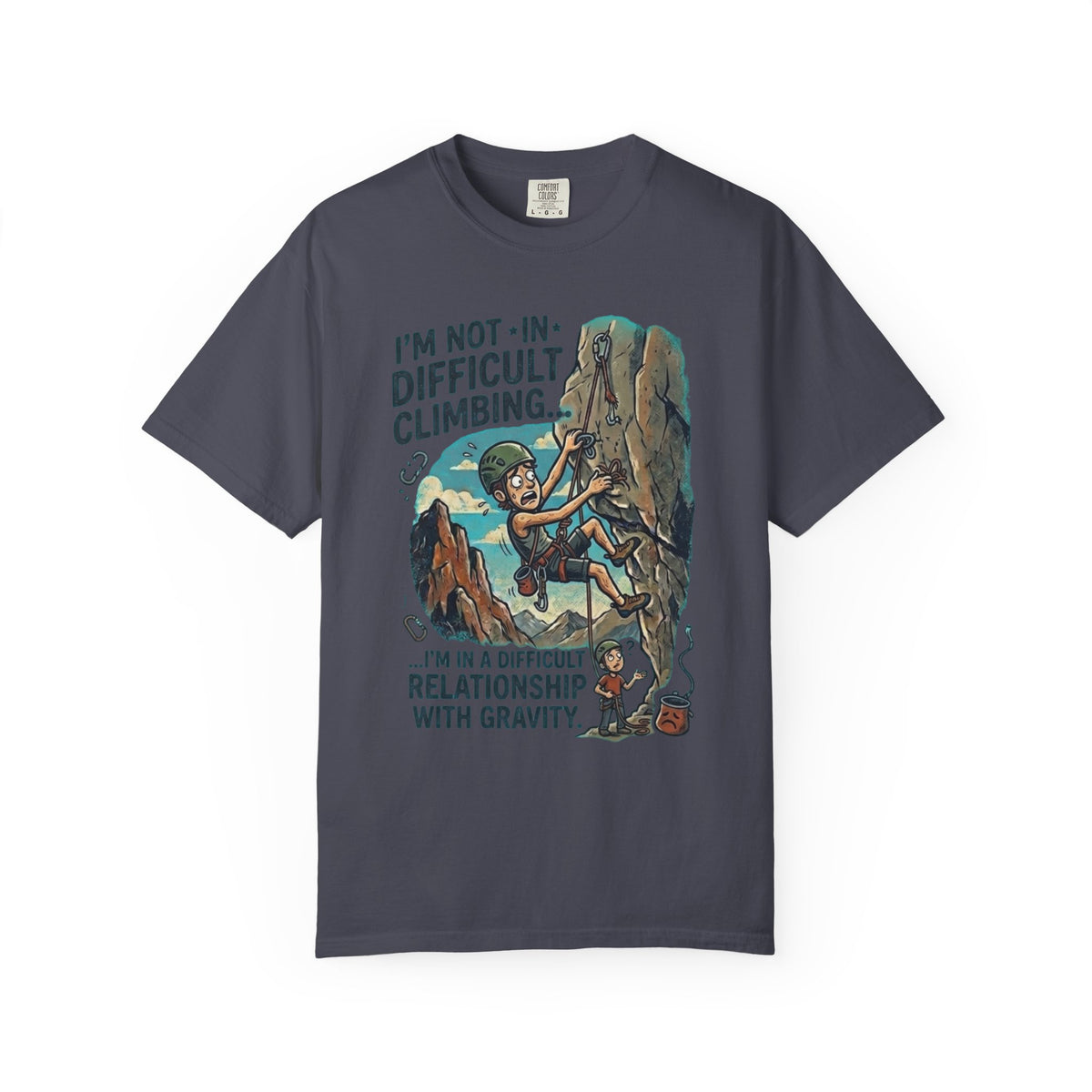 Color: Navy | Difficult Climbing Unisex Garment-Dyed Tee