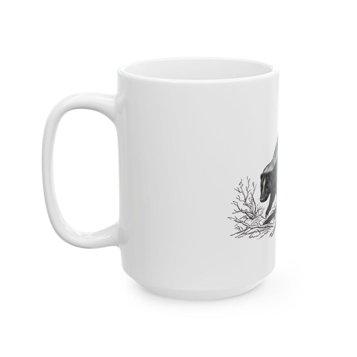 "Pencil Sketch Art Skunk" White Ceramic Mug